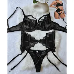 GENERICO - Set de Lencería negro para mujer talla S - ELISA