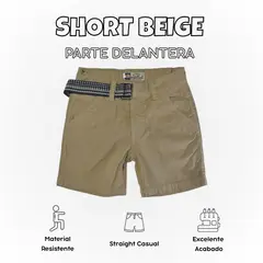 YONISTERS CLOTHING - Short Niño Casual Algodón Drill Tafeta Beige Yonister Clothing