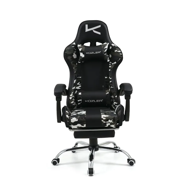 Silla Gamer Camuflada Masajeador Lumbar Reposapiés y Base Me