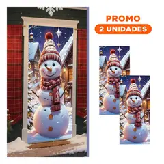 GENERICO - Pack2 Funda para Puerta de Navidad con Muneco de Nieve Blanco