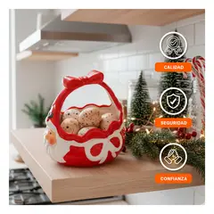 GENERICO - Cesta Huevera con Santa y Lazo para Decoracion Navideña y Regalos Rojo
