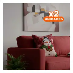 GENERICO - Pack2 Cojin de Navidad con Muneco de Nieve en Tela Gobelino Rojo Y+Regalo Sticker