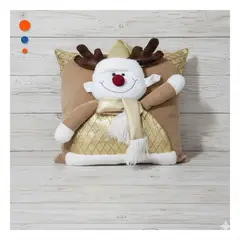 GENERICO - Funda de Cojín Elegante con Motivo Navideño de Reno con Relieve Dorado Y+Ligas Regalo