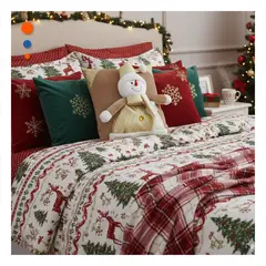 GENERICO - Funda de Cojín Elegante con Motivo de Muñeco de Nieve con Relieve Dorado Y+Ligas Regalo