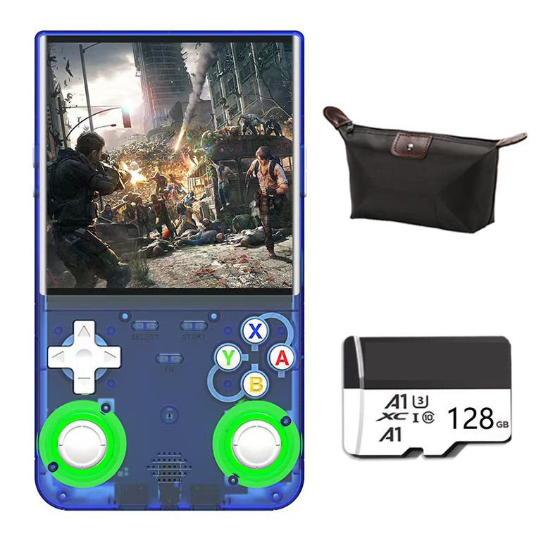 Consola Portatil Retro Game R36S Ultra 128GB Azul y Estuche