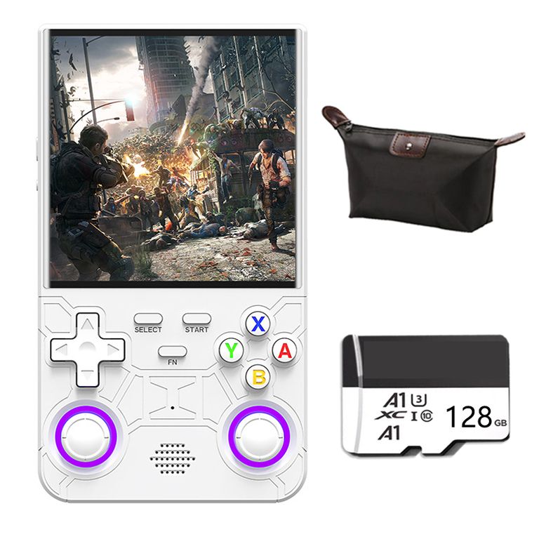 Consola Portatil Retro Game R36S Ultra 128GB Blanco y Estuche