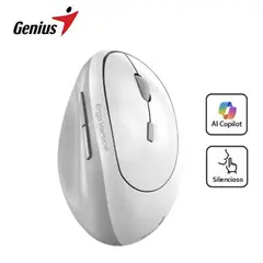 GENIUS - Mouse Ergo 8350S AI Copilot Dual WirelessBT Vertical Silent White Grey
