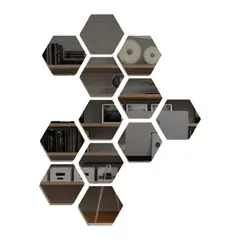 FMFURNITURE - Set De Espejos x12 Forma Hexagonal 20x23x04 Cm