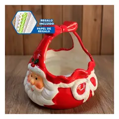GENERICO - Cesta Navidad con Huevera y Santa Perfecta para Hogar y Mesa Festiva Rojo Y+Papel Regalo