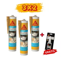 SIKA - 3x2 Silicona Antihongos p/ Baños y Cocinas Sanisil Beige 280ml + Gratis Sikafast 201