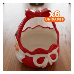 GENERICO - Pack6 Adorno Navidad con Cesta Huevera y Santa para Ambientar Hogar Rojo Y+Regalo Sticker