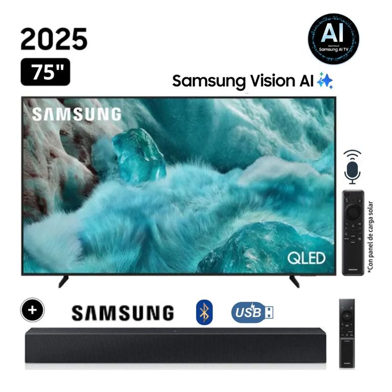 Televisor QLED 75 Visión AI Smart TV QN75Q7FAAGXPE + Soundbar HW B400