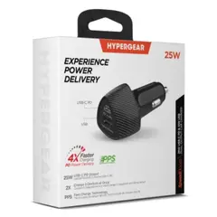 HYPERGEAR - Cargador de Auto SpeedBoost 25W USB-C PD y 12W USB PPS