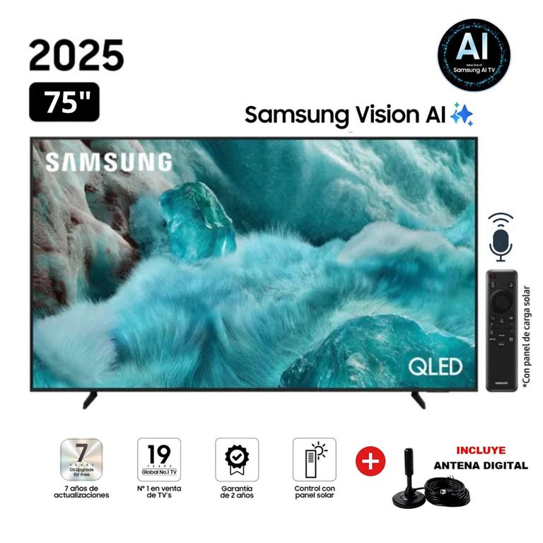 Televisor QLED 75" Visión AI Smart TV QN75Q7FAAGXPE - Nuevo 2025 + Antena Digital