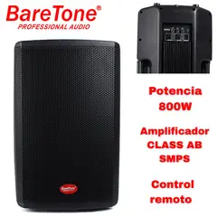 BARETONE - Parlante Activo MAX 15H Woofer Robusto de 15 pulgadas 800W Conexiones XLR