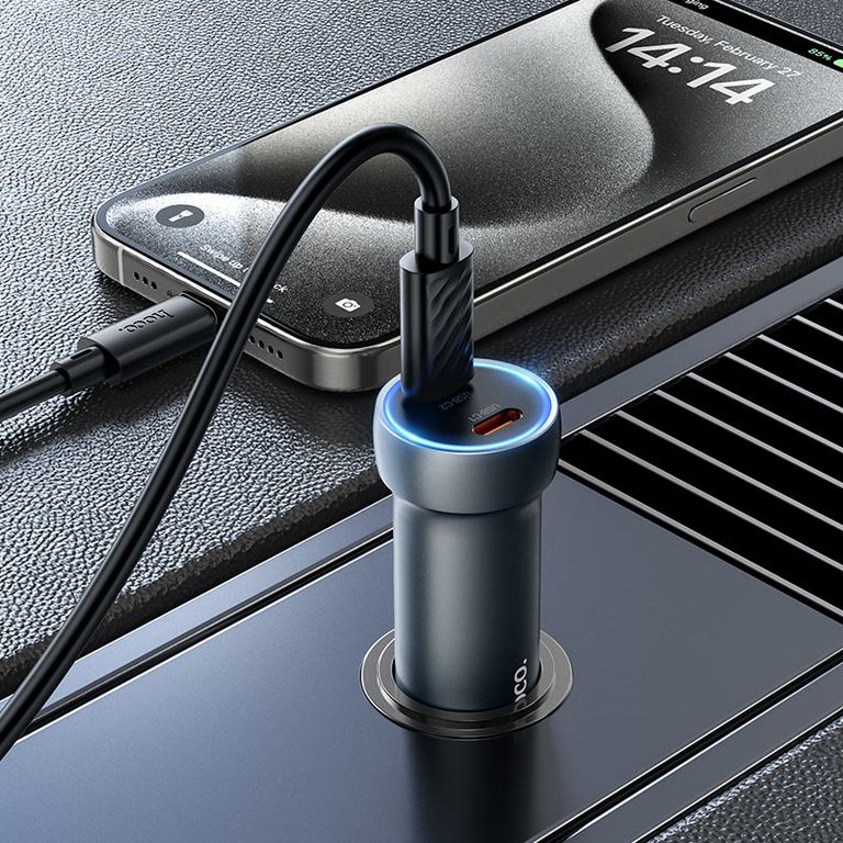 Cargador Celular para Auto + Cable 54B Prosperous -Carga Rápida - 60W - Aluminio