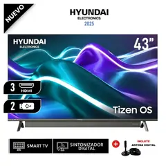 HYUNDAI - Televisor 43 HYLED4329T LED Tizen OS Gris + Soundbar Integrado
