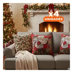 SKYBLOO - Pack4 Almohada de Navidad con Santa y Lampara con Fondo Rojo Y+Regalo Sticker