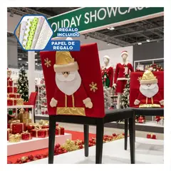 SKYBLOO - Funda Navideña para Silla con Diseño de Papa Noel Dorado Y+Papel Regalo