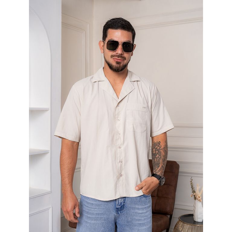 Camisa Manga Corta Casual De Hombre