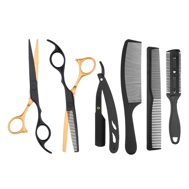 Tijeras Doradas Profesional Corte Pulir Navaja y Peines