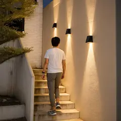 GENERICO - Lámpara solar de pared con proyección doble - Luz cálida 3000 K