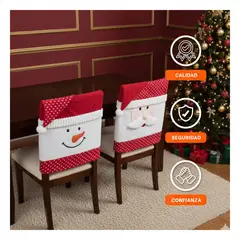SKYBLOO - Set de Fundas Navideñas para Sillas con Muñeco de Nieve y Santa 48x52 cm