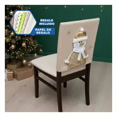 SKYBLOO - Funda Navideña de Silla con Diseño de Muñeco de Nieve Dorado Y+Papel Regalo