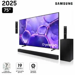 SAMSUNG - Televisor 75" UN75U8000FGXPE CRYSTAL UHD UHD 4K Smart TV + Soundbar HW-B450F 2025