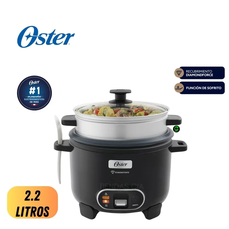 Olla Arrocera 2.2 Litros Función de Sofrito y Vaporera DiamondForce, CKSTRC12DFBLK