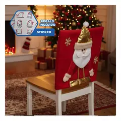 RYBIU IMPORT - Funda de Silla Roja con Papa Noel Dorado Decorativa Y+Regalo Sticker