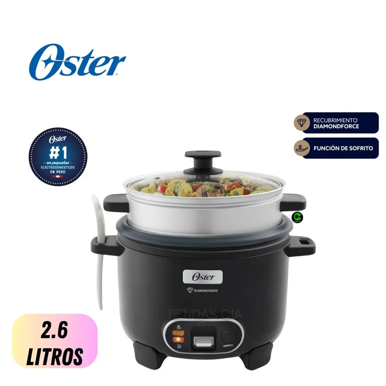 Olla Arrocera 2.6 Litros Función de Sofrito y Vaporera DiamondForce, CKSTRC15DFBLK