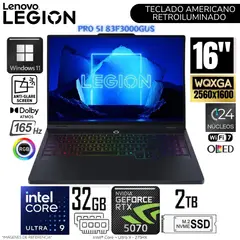 LENOVO - Laptop Legion Pro 5I Intel Ultra 9-275HX 32GB RAM 2TB SSD 16" OLED WQXGA RTX5070-8GB