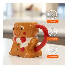 RYBIU IMPORT - Taza Navidena en Forma de Galleta de Jengibre Mostaza 300ml para Cafe y Chocolate