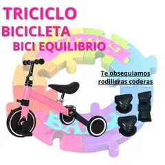 EBABY - TRICICLO, BICICLETA Y BICI EQUILIBRIO 3 EN 1 COLORES DISPONIBLE + OBSEQUIO RODILLERAS CODERAS