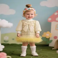 GENERICO - VESTIDO PARA NIÑA AMARILLO DE AÑO NUEVO
