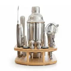 PENTHA - Set de Coctelería 12 Piezas con Base de Bambú Completo