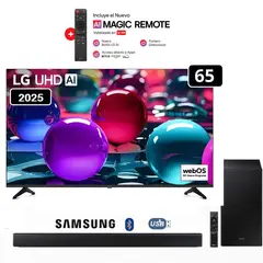 LG - Televisor 65" Ultra HD 4K AI ThinQ 65UA7300PSB + Magic Remote + Sounbar Samsung HW-B450F 2025