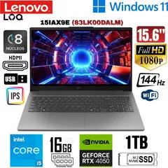 LENOVO - Laptop LOQ 15IAX9E Intel Core i5 RTX4050 6GB 16GB 1TB SSD 15.6 FHD Win 11 (83LK00DALM)