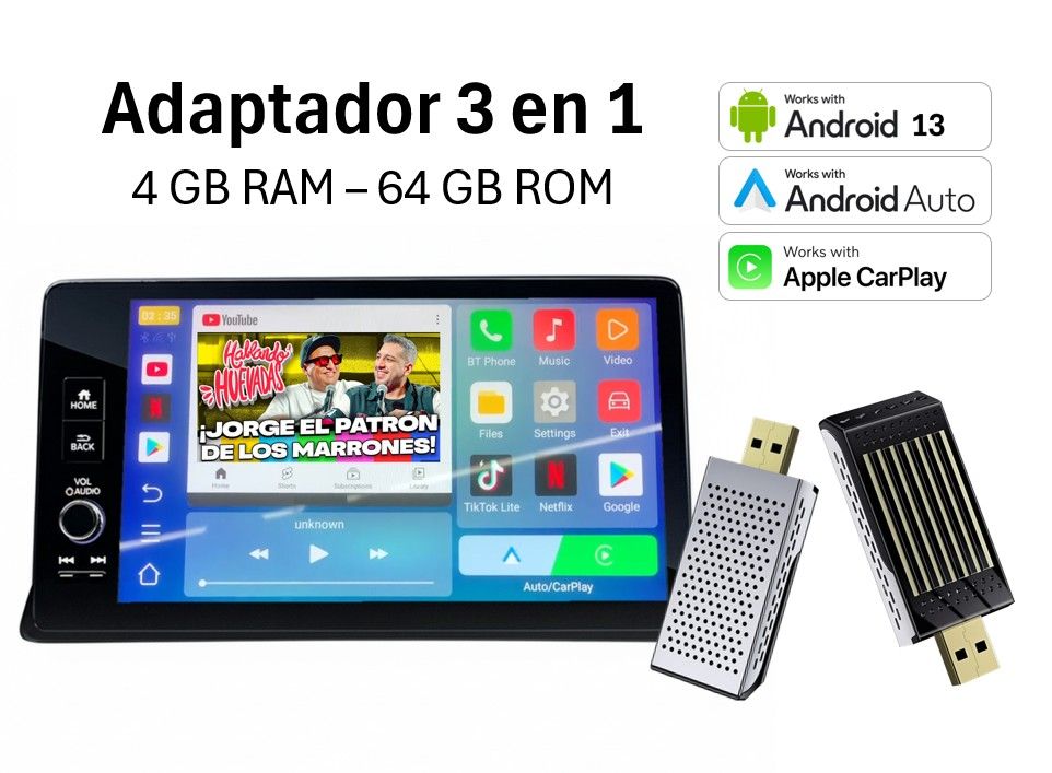 Adaptador AndroidAuto CarPlay Inalambrico Netflix + Disney + Youtube
