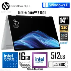 HP - Laptop OmniBook 5 Flip 14-FP0023DX Intel Core 7 150U 16GB RAM 512GB SSD 14" 2K Touch - Silver