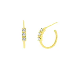 BALIQ - Aretes 3 Piedras Goldensilver