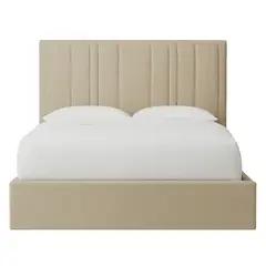 GENERICO - Cama Tapizada Líneas Beige Queen