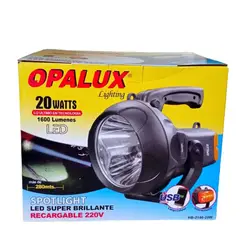 OPALUX - Linterna Recargable 20W – Alcance 280 m, Batería 6 V 4 Ah, 2 Modos
