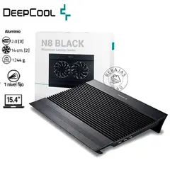 DEEPCOOL - Base Enfriadora N8 Black con Doble Ventilador 140 mm y USB Hub