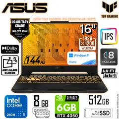 ASUS - Laptop Gamer TUF Gaming F16 Intel Core 5-210H 8GB 512GB SSD GeForce RTX4050-6GB 16 FX607VU-RL037W