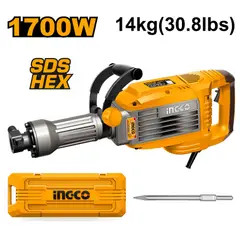 INGCO TOOLS - MARTILLO DEMOLEDOR HEXAGONAL INGCO 1700W 50J 14KG PDB170068