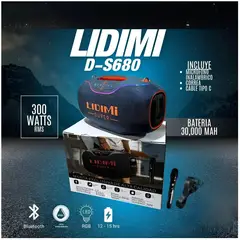 LIDIMI - Parlante Portátil Super 300w D-S680 Bluetooth Usb + Micrófono