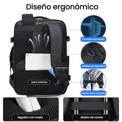 GENERICO - Mochila de Viaje Expandible Equipaje de Mano Laptop MOD16