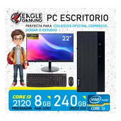 INTEL - Computadora pc core i3 2120 monitor 22 ram 8gb ssd solido 240 gb